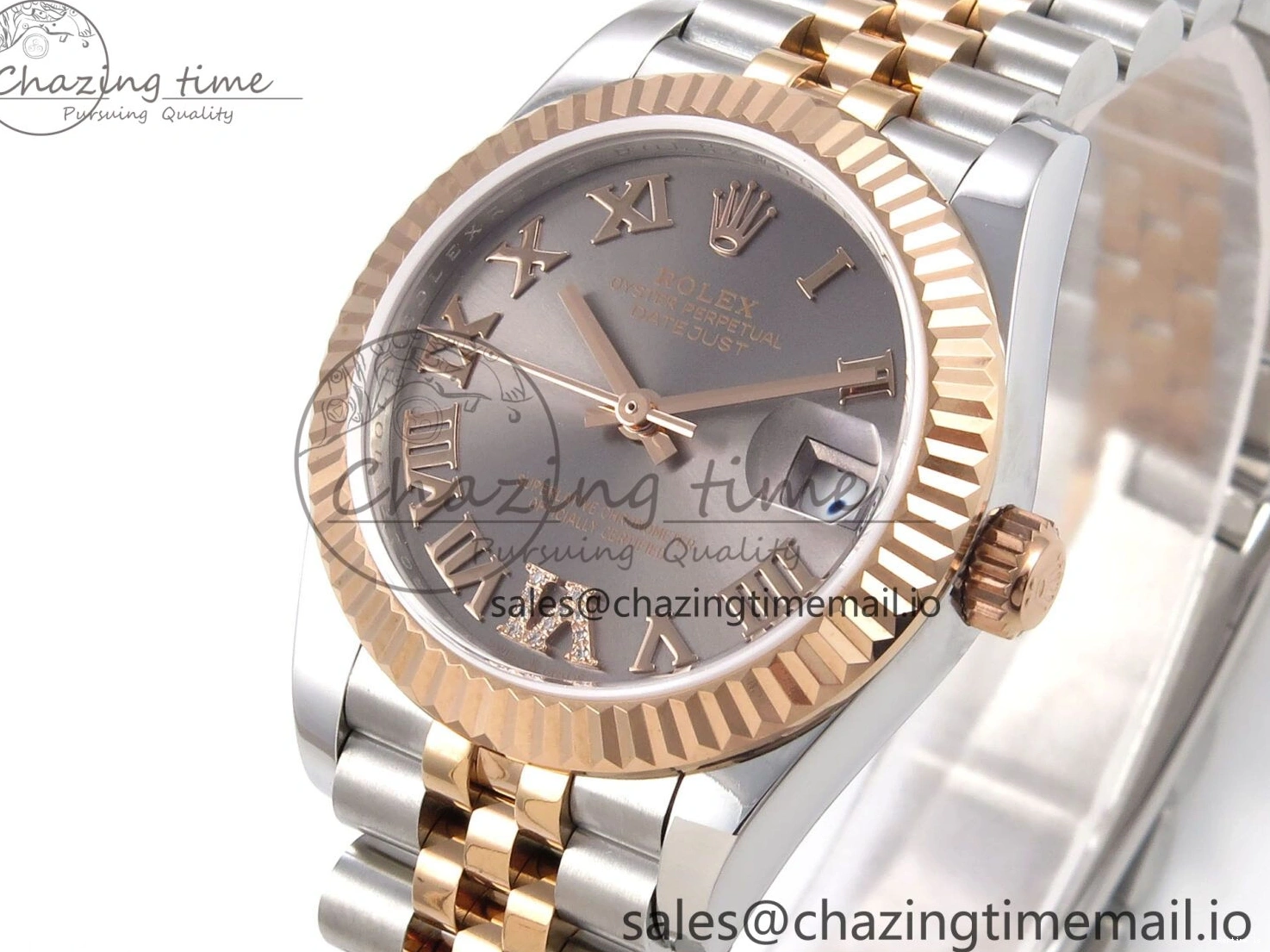 0110 Popular DateJust 31 278271 SS RG GMF 1:1 Best Edition 904L Steel Gray Roman Diamonds Dial on Jubilee Bracelet A 1165